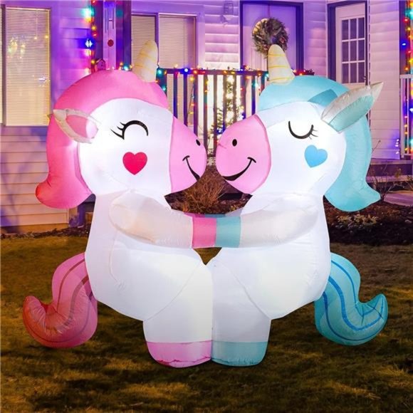 6FT Halloween Inflatables Unicorn Outdoor Decorations with Built-in LEDs - Picture 4 of 6